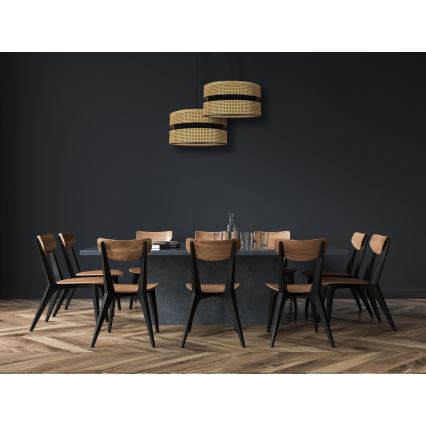 Duolla - Żyrandol na lince DUO 1xE27/15W/230V śr. 40 cm rattan/czarny