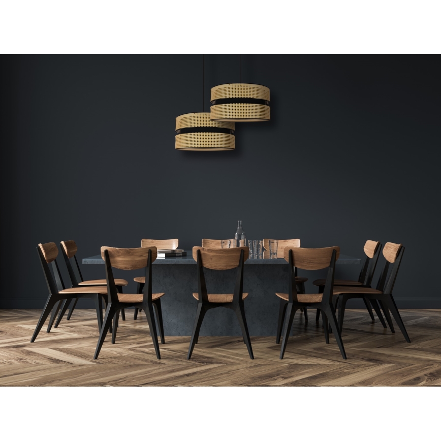Duolla - Żyrandol na lince DUO 1xE27/15W/230V śr. 40 cm rattan/czarny