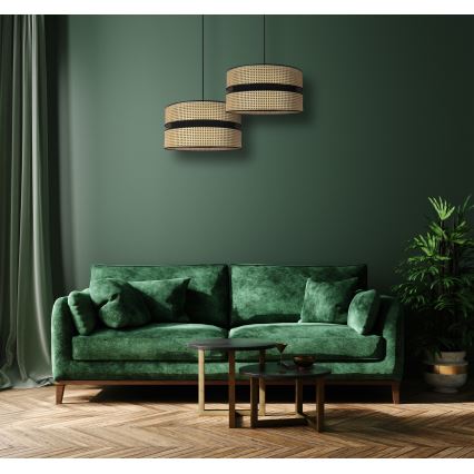 Duolla - Żyrandol na lince DUO 1xE27/15W/230V śr. 40 cm rattan/czarny