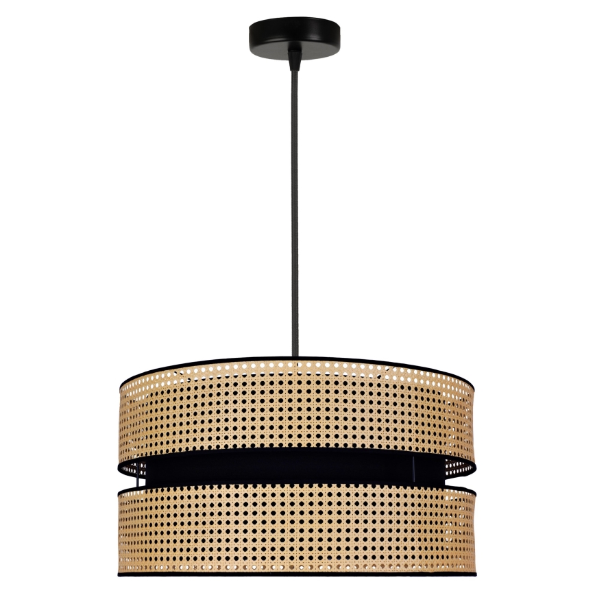 Duolla - Żyrandol na lince DUO 1xE27/15W/230V śr. 40 cm rattan/czarny