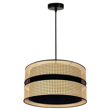 Duolla - Żyrandol na lince DUO 1xE27/15W/230V śr. 40 cm rattan/czarny