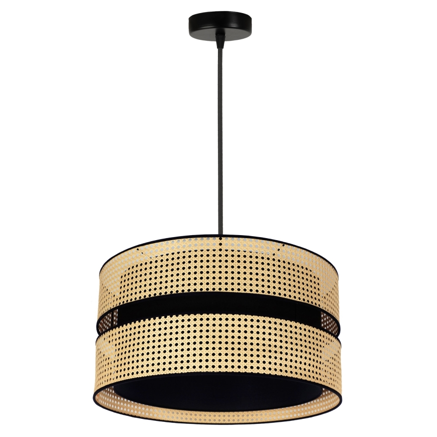 Duolla - Żyrandol na lince DUO 1xE27/15W/230V śr. 40 cm rattan/czarny