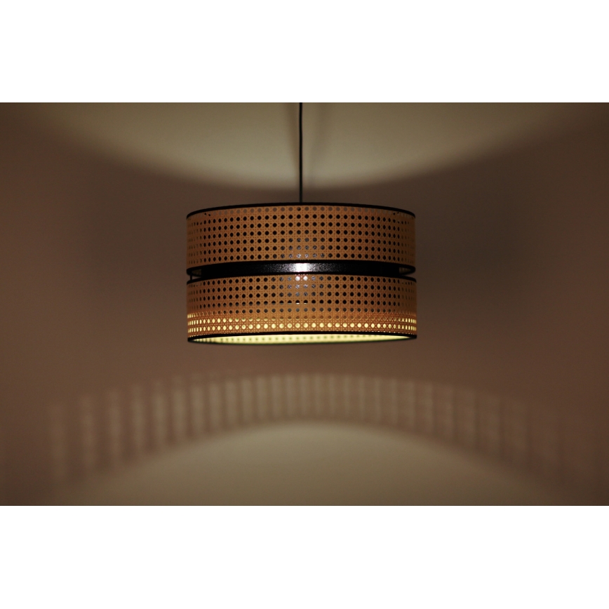 Duolla - Żyrandol na lince DUO 1xE27/15W/230V śr. 40 cm rattan/czarny