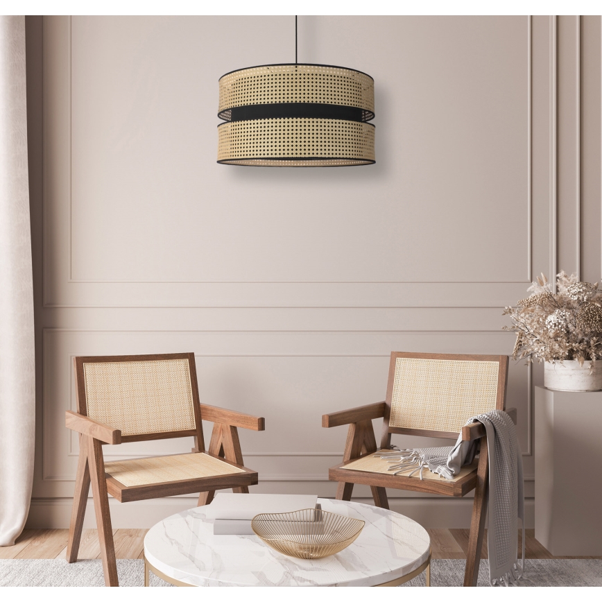 Duolla - Żyrandol na lince DUO 1xE27/15W/230V śr. 40 cm rattan/czarny