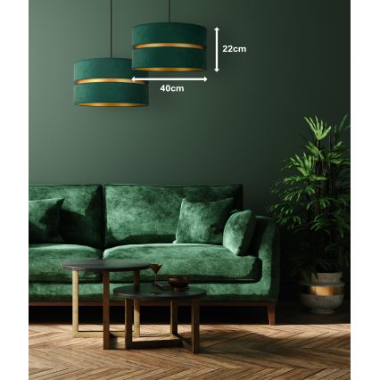 Duolla - Żyrandol na lince DUO 1xE27/15W/230V śr. 40 cm zielony/złoty