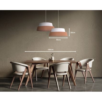 Duolla - Żyrandol na lince GALAXY 1xE27/15W/230V śr. 50 cm brązowy/biały