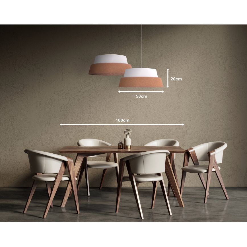 Duolla - Żyrandol na lince GALAXY 1xE27/15W/230V śr. 50 cm brązowy/biały