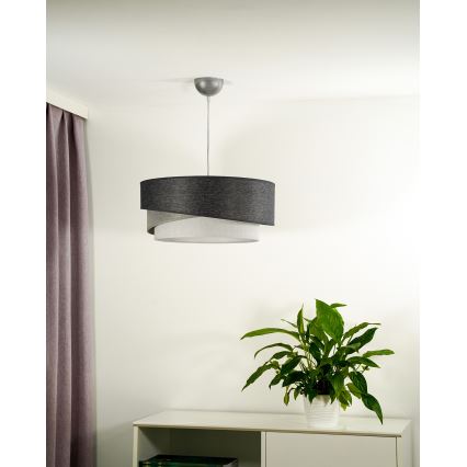 Duolla - Żyrandol na lince KOBO 1xE27/15W/230V śr. 45 cm antracyt/szary/biały