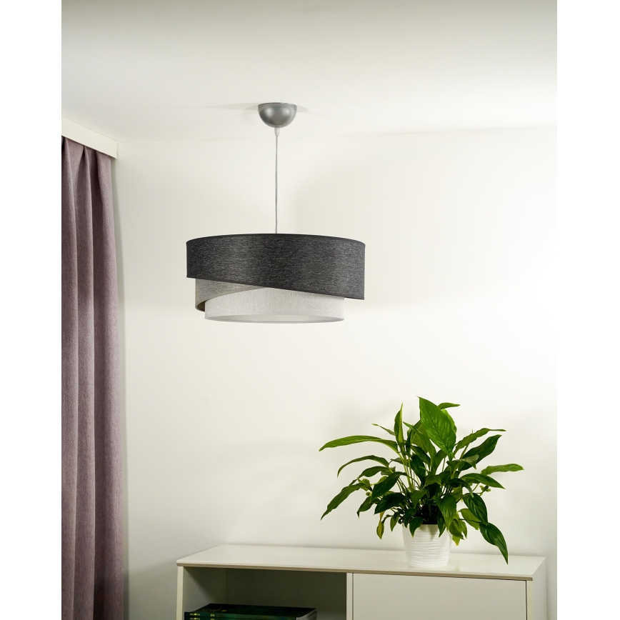 Duolla - Żyrandol na lince KOBO 1xE27/15W/230V śr. 45 cm antracyt/szary/biały