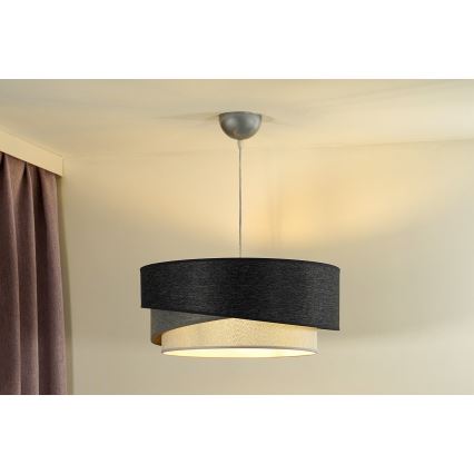 Duolla - Żyrandol na lince KOBO 1xE27/15W/230V śr. 45 cm antracyt/szary/biały