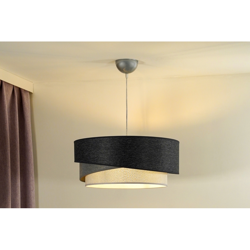 Duolla - Żyrandol na lince KOBO 1xE27/15W/230V śr. 45 cm antracyt/szary/biały