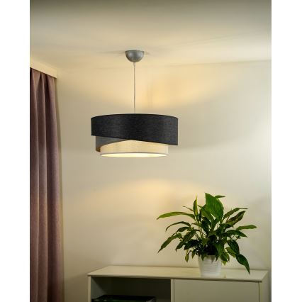 Duolla - Żyrandol na lince KOBO 1xE27/15W/230V śr. 45 cm antracyt/szary/biały