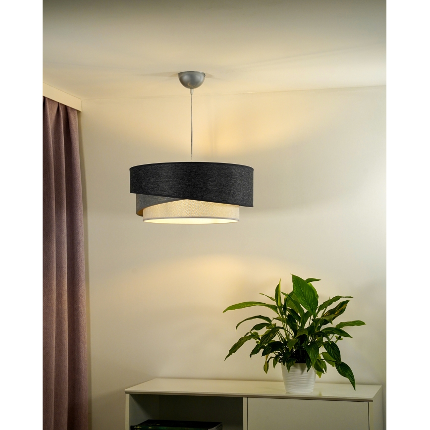 Duolla - Żyrandol na lince KOBO 1xE27/15W/230V śr. 45 cm antracyt/szary/biały