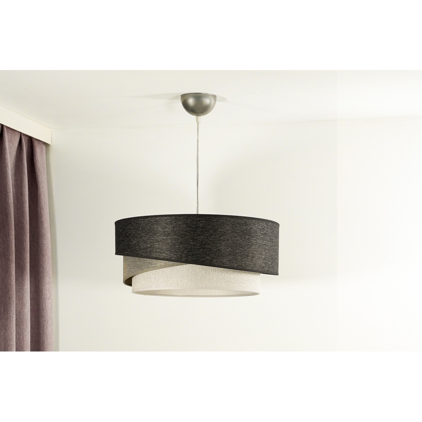 Duolla - Żyrandol na lince KOBO 1xE27/15W/230V śr. 45 cm antracyt/szary/biały
