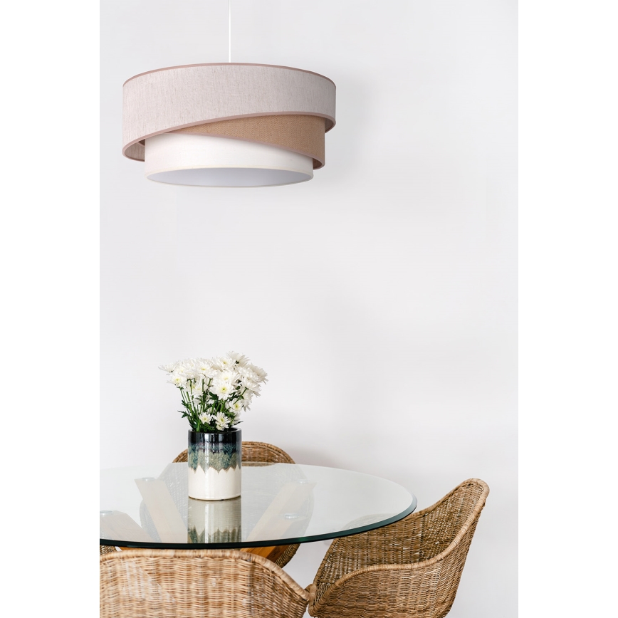 Duolla - Żyrandol na lince KOBO 1xE27/15W/230V śr. 45 cm beżowy/brązowy/biały