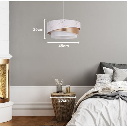 Duolla - Żyrandol na lince KOBO 1xE27/15W/230V śr. 45 cm biały/rosegold