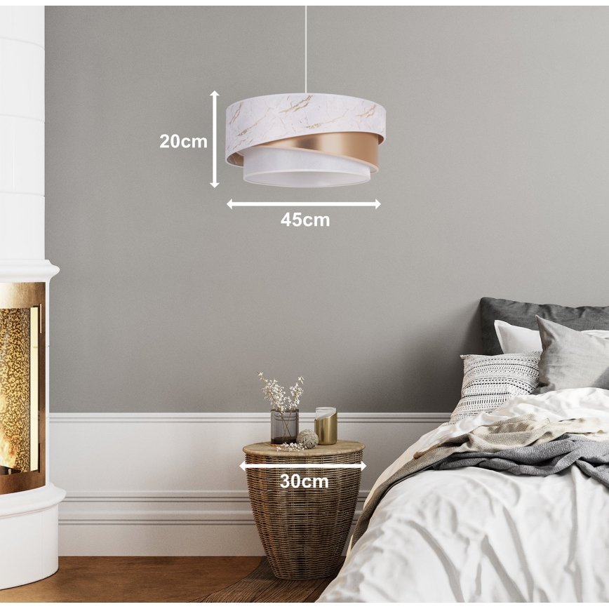 Duolla - Żyrandol na lince KOBO 1xE27/15W/230V śr. 45 cm biały/rosegold