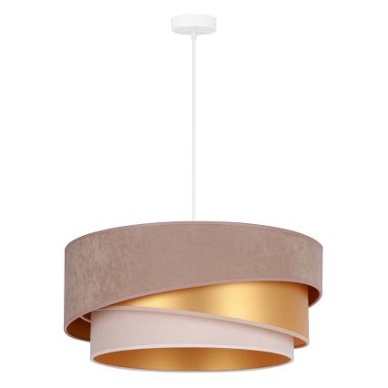 Duolla - Żyrandol na lince KOBO 1xE27/15W/230V śr. 45 cm brązowy/złoty/kremowy