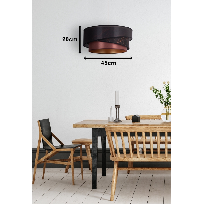 Duolla - Żyrandol na lince KOBO 1xE27/15W/230V śr. 45 cm czarny/burgund/złoty