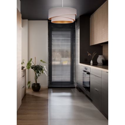 Duolla - Żyrandol na lince KOBO 1xE27/15W/230V śr. 45 cm kremowy/złoty