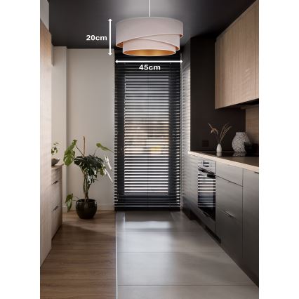 Duolla - Żyrandol na lince KOBO 1xE27/15W/230V śr. 45 cm kremowy/złoty