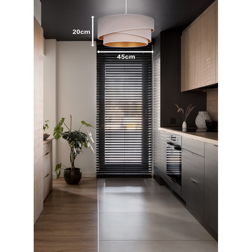 Duolla - Żyrandol na lince KOBO 1xE27/15W/230V śr. 45 cm kremowy/złoty