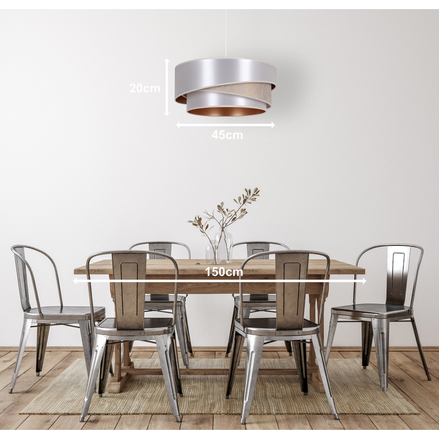 Duolla - Żyrandol na lince KOBO 1xE27/15W/230V śr. 45 cm srebrny/złoty