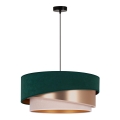 Duolla - Żyrandol na lince KOBO 1xE27/15W/230V śr. 45 cm zielony/rosegold/kremowy