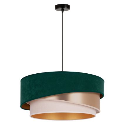 Duolla - Żyrandol na lince KOBO 1xE27/15W/230V śr. 45 cm zielony/rosegold/kremowy