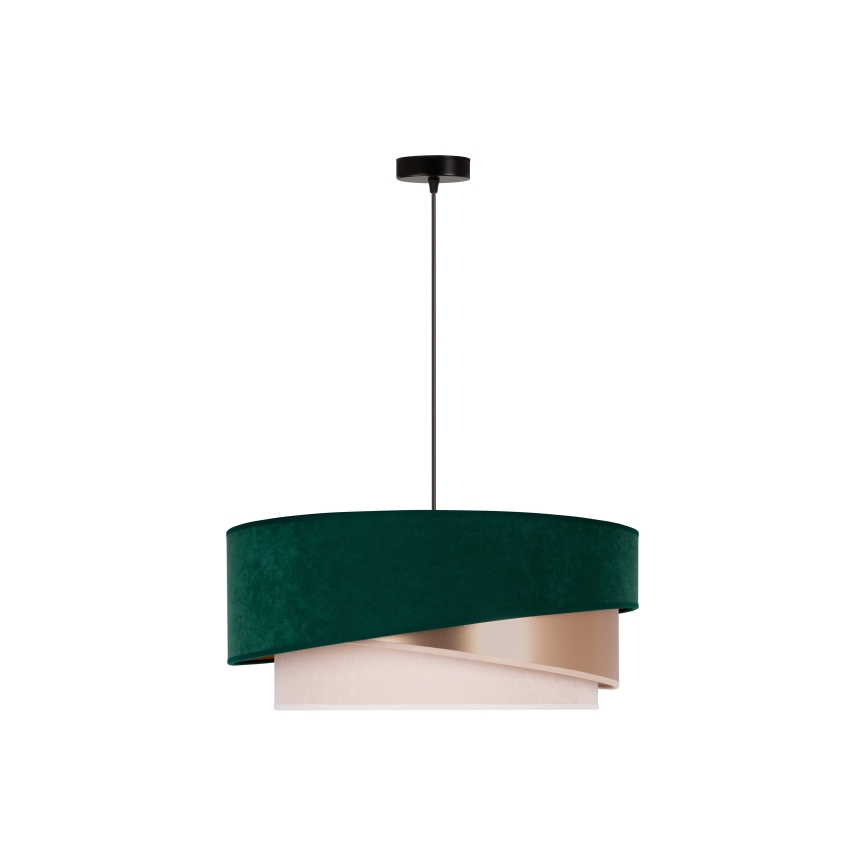 Duolla - Żyrandol na lince KOBO 1xE27/15W/230V śr. 45 cm zielony/rosegold/kremowy