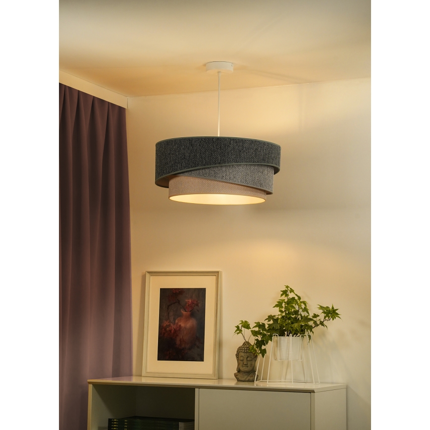 Duolla - Żyrandol na lince KOBO ECO RECYCLING 1xE27/15W/230V śr. 45 cm zielony/szary/kremowy