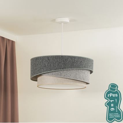 Duolla - Żyrandol na lince KOBO ECO RECYCLING 1xE27/15W/230V śr. 45 cm zielony/szary/kremowy