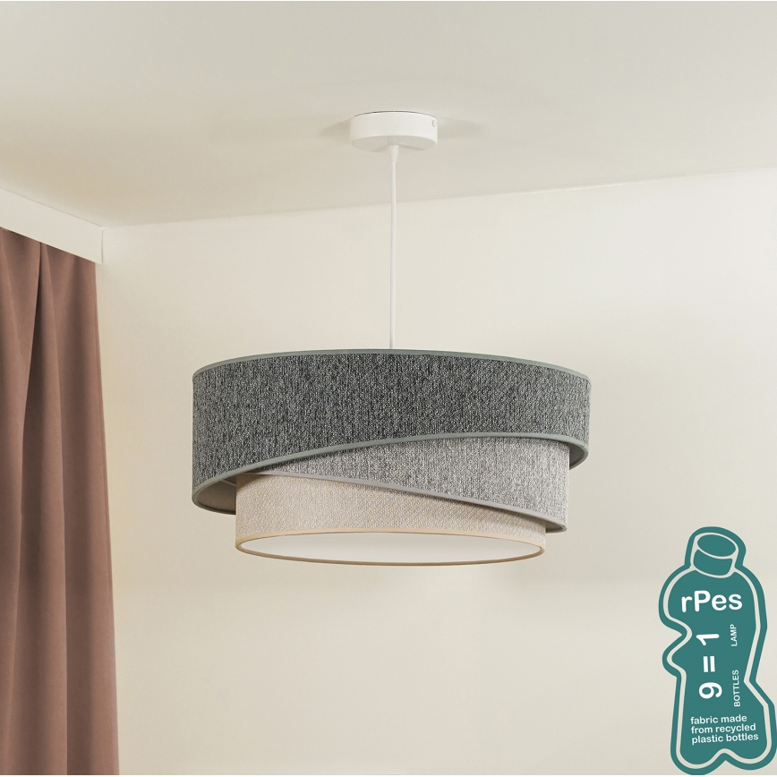 Duolla - Żyrandol na lince KOBO ECO RECYCLING 1xE27/15W/230V śr. 45 cm zielony/szary/kremowy