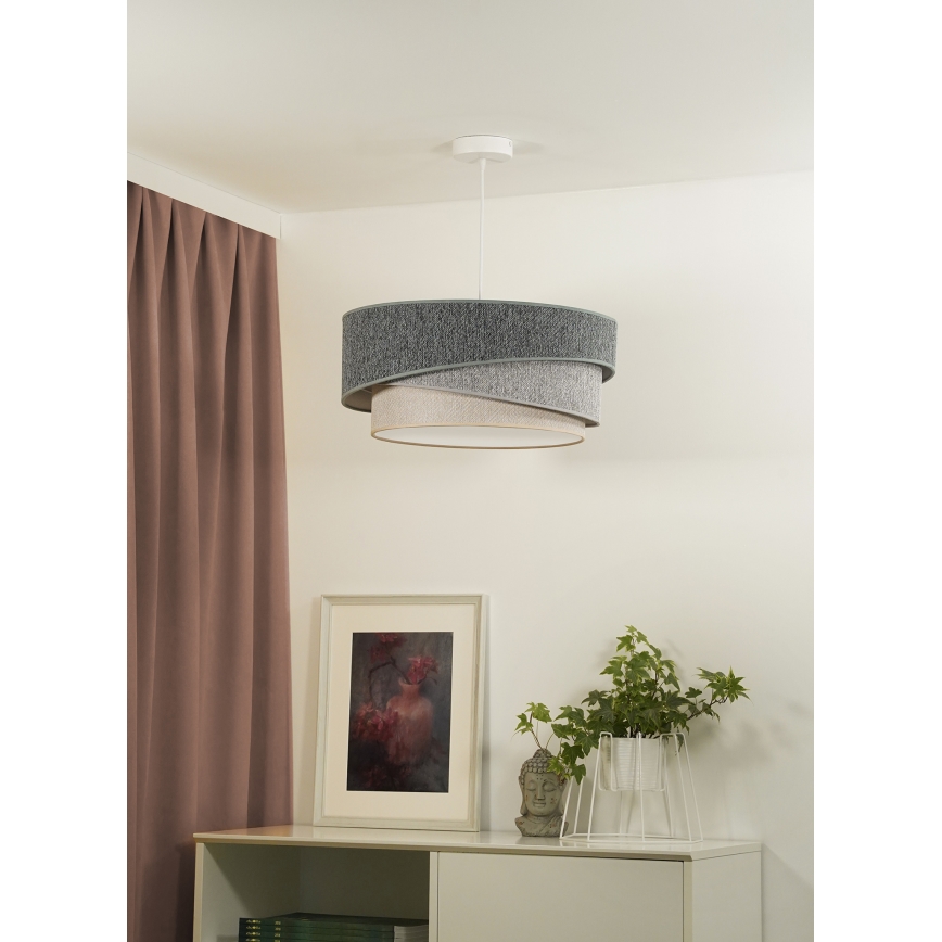 Duolla - Żyrandol na lince KOBO ECO RECYCLING 1xE27/15W/230V śr. 45 cm zielony/szary/kremowy
