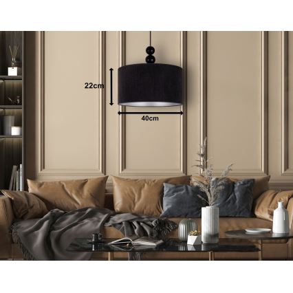 Duolla - Żyrandol na lince LYON 1xE27/15W/230V śr. 40 cm czarny