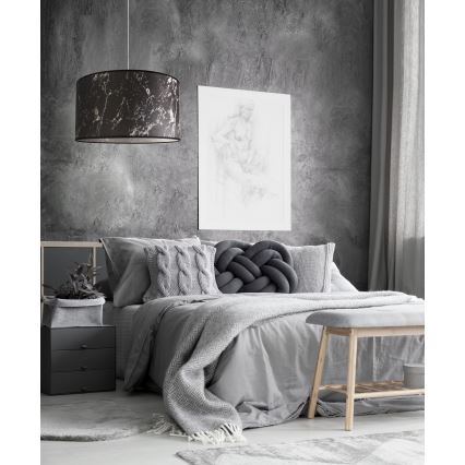 Duolla - Żyrandol na lince MARBLE 1xE27/40W/230V śr. 45 cm czarny/biały
