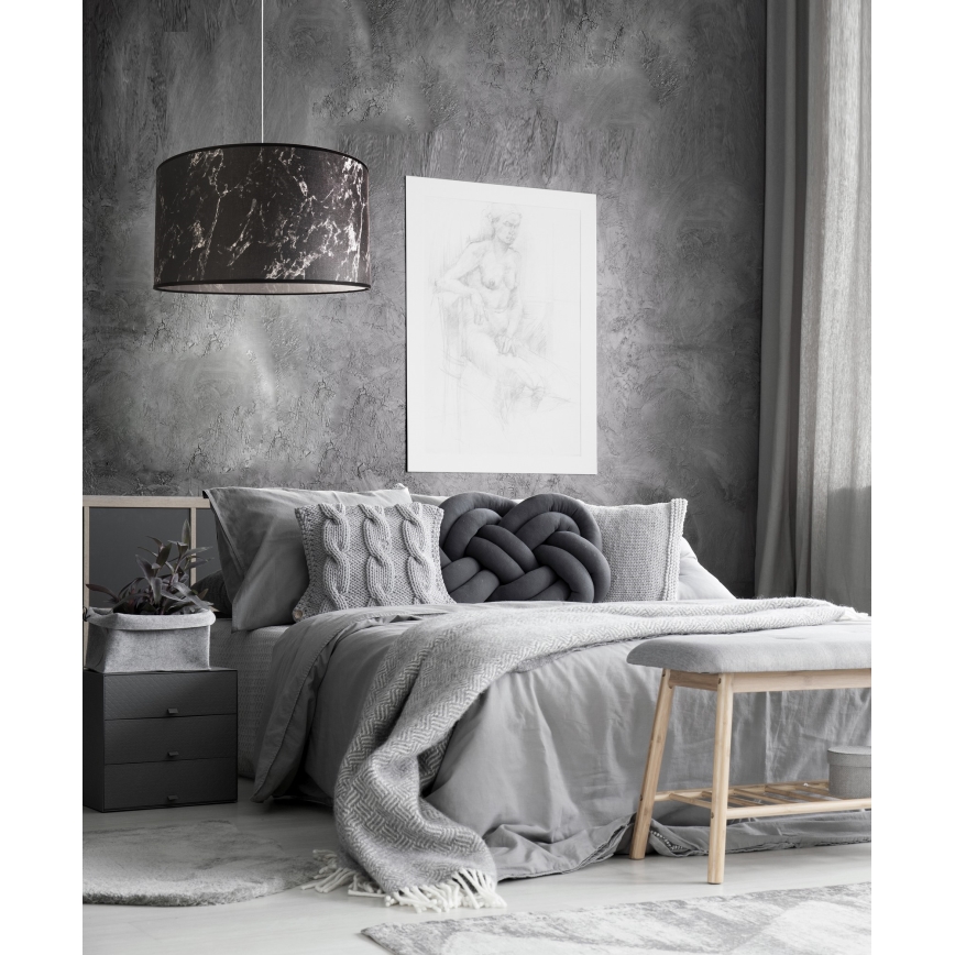 Duolla - Żyrandol na lince MARBLE 1xE27/40W/230V śr. 45 cm czarny/biały