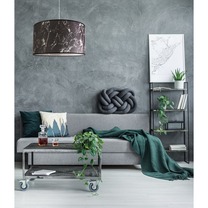 Duolla - Żyrandol na lince MARBLE 1xE27/40W/230V śr. 45 cm czarny/biały