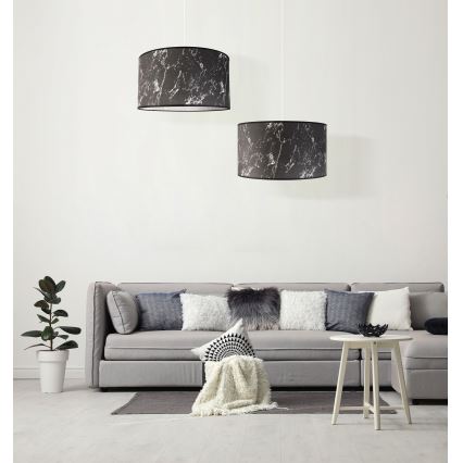 Duolla - Żyrandol na lince MARBLE 1xE27/40W/230V śr. 45 cm czarny/biały