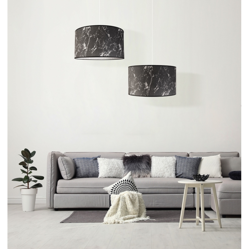 Duolla - Żyrandol na lince MARBLE 1xE27/40W/230V śr. 45 cm czarny/biały