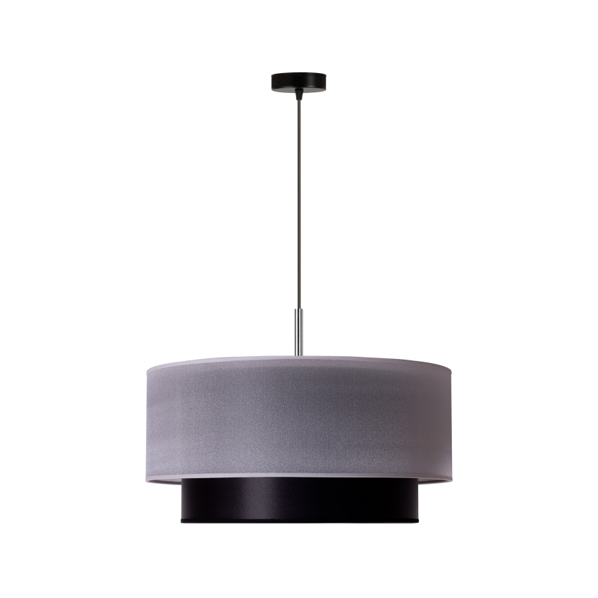 Duolla - Żyrandol na lince NANTES 1xE27/15W/230V śr. 45 cm srebrny/czarny