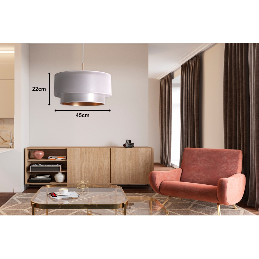 Duolla - Żyrandol na lince NANTES 1xE27/15W/230V śr. 45 cm srebrny/miedź