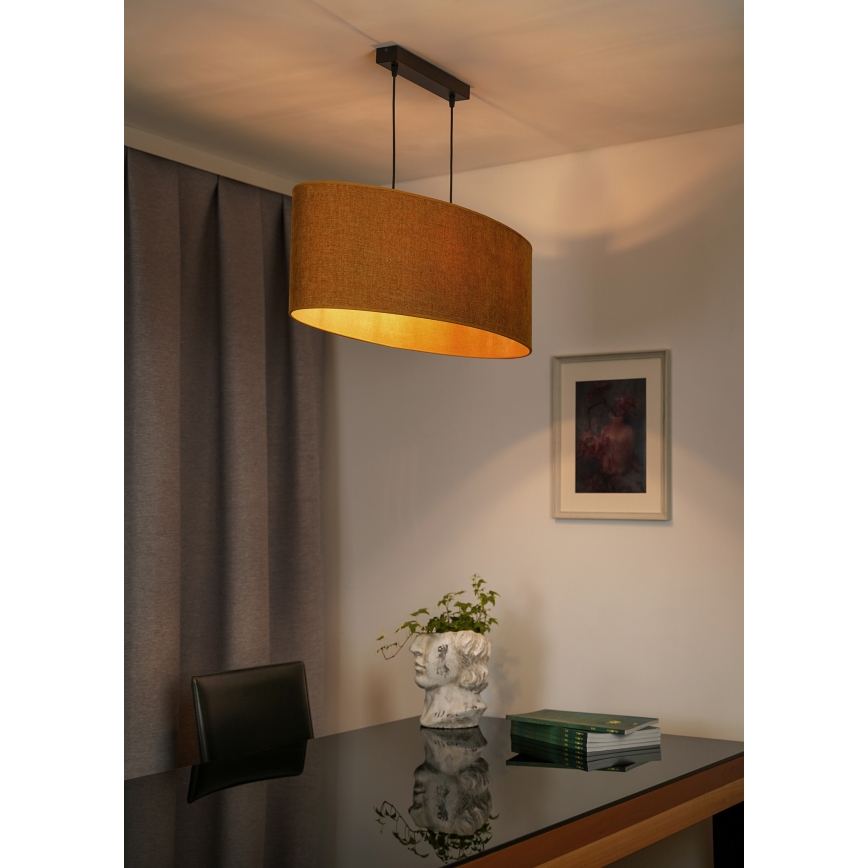 Duolla - Żyrandol na lince OVAL 2xE27/15W/230V brązowy