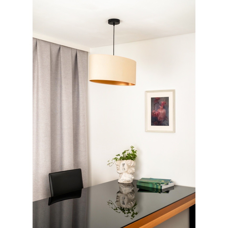 Duolla - Żyrandol na lince OVAL VEGAN 1xE27/15W/230V kremowy