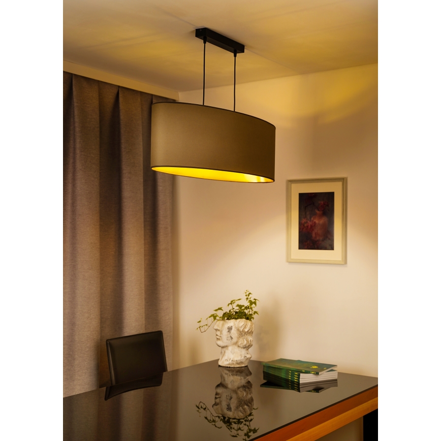 Duolla - Żyrandol na lince OVAL VEGAN 2xE27/15W/230V beżowy