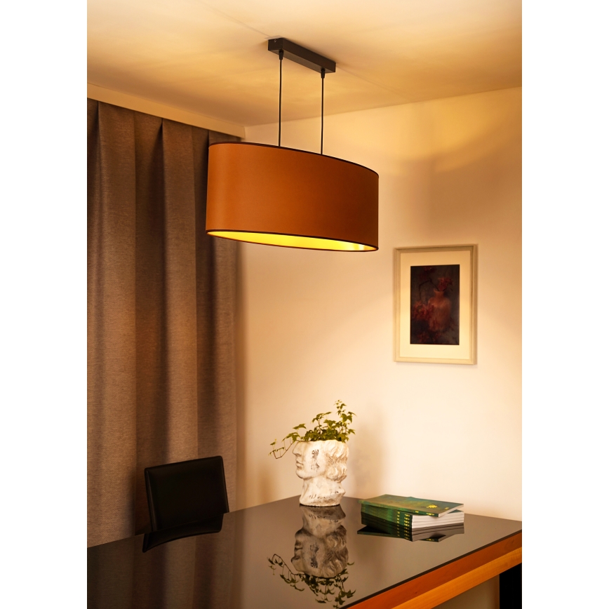 Duolla - Żyrandol na lince OVAL VEGAN 2xE27/15W/230V brązowy