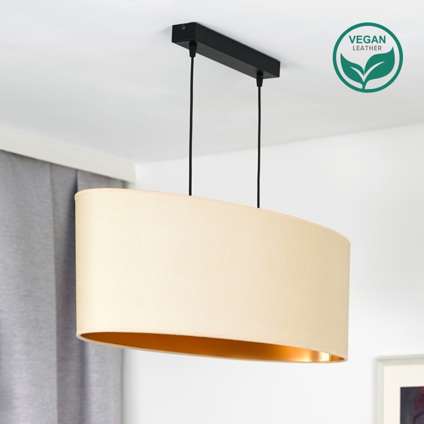 Duolla - Żyrandol na lince OVAL VEGAN 2xE27/15W/230V kremowy