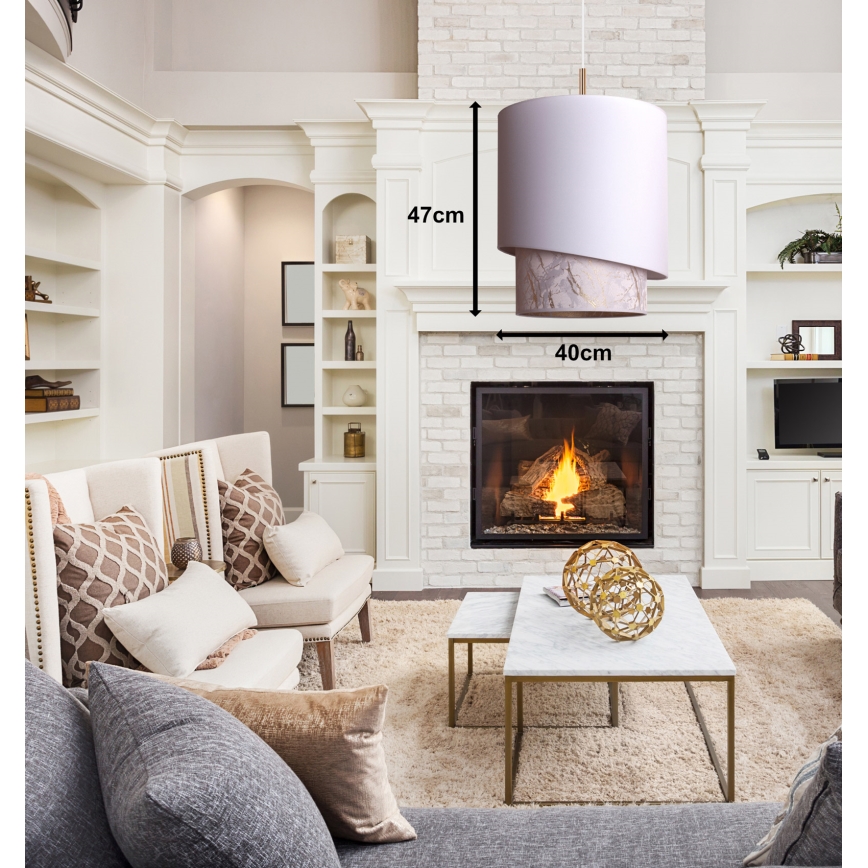 Duolla - Żyrandol na lince PARIS 1xE27/15W/230V śr. 40 cm biały/beżowy