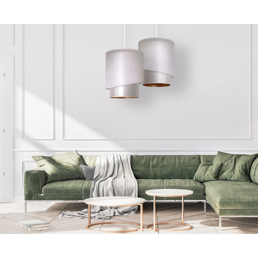 Duolla - Żyrandol na lince PARIS 1xE27/15W/230V śr. 40 cm srebrny/złoty