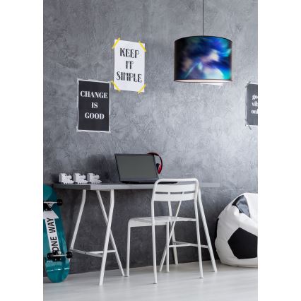Duolla - Żyrandol na lince PRINT L 1xE27/40W/230V śr. 45 cm czarny/niebieski